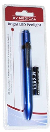 BV Medical LED Penlight, Metal, Push Button, Cobalt Blue