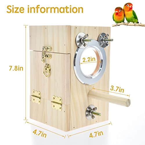 CooShou Bird Nest Box Parakeet Breeding Nest Box Bird Nest House Wooden Acrylic Transparent Breeding Box for Finch Lovebirds Cockatiel Budgie Conure Parrot
