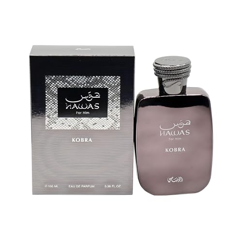 Image of RASASI Hawas Kobra | Citrus, Spicy, Woody, Amber - Eau de Parfum Spray Long-Lasting Fragrance for Men, 3.38 Ounce / 100 ml
