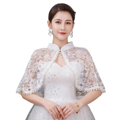 Elegant Lace Shawl for Wedding Dress Vintage Cloak for Cheongsam Spring Tassels Shoulder Wrap for Formal Party