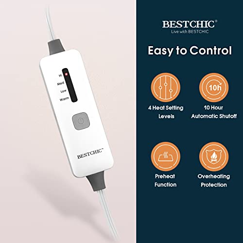 Bestchic Electric Heated Blanket King Size 100" X 90", Fast Heating Blanket 100% Polyester Soft Flannel, 4 Heating Levels 10 Hours Auto-Off, Etl Certified Dual Controllers, Machine Washable (Grey) #TOP2