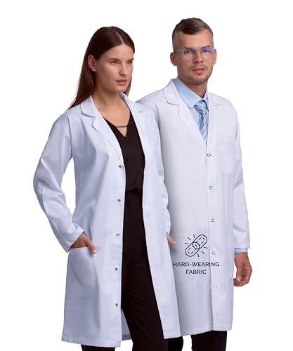 Image of Lab Coat for Men and Women, 40 Inch Length Relaxed Fit Doctor Coat, 3 Pocket Medical Coat Nurse Scientist Technician