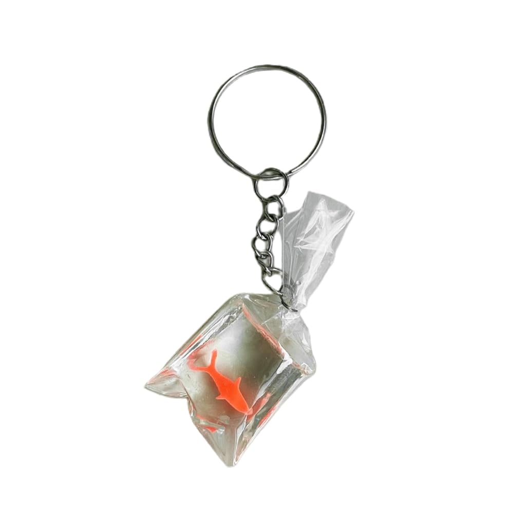 Acrylic Goldfish Water Bag Keyring Decorative Pendants Keyring Goldfish in Water Bag Charm Backpack Ornament Keychain