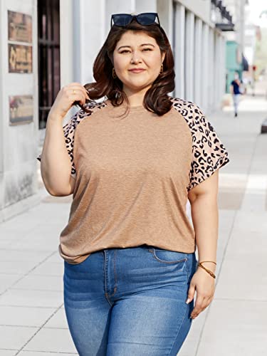 HDLTE Womens Plus Size Tops Floral Bell Sleeves Blouses Summer Crewneck Tunic Loose Casual T Shirts2