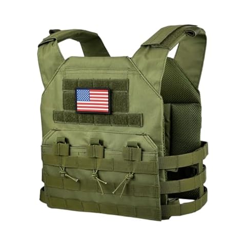 Eagle Sky Tactical Vest ES-2, Light Weight, Tough 500D Nylon, Universal Adjustable Size S-XXL, Breathable 3D Mesh Liner (Nylon, Olive Green) Cover