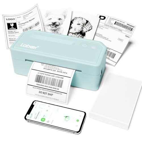 Labeer Bluetooth Thermal Shipping Label Printer, Wireless 4x6 Label Printer for Small Business, Compatible with iPhone, Android, Windows, Mac & Chromebook(Cyan)