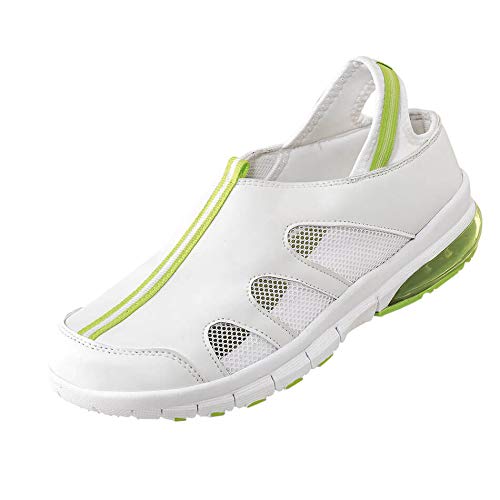 ナースリー らく曲げエアーシューズ(バックベルト) ナースシューズ 看護 介護 軽量 レディース 2Way メッシュ 医療 24.5 イエローグリーン 1668211A