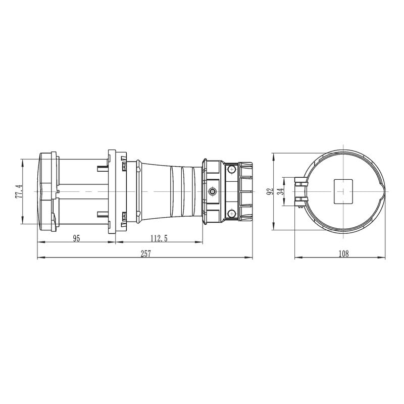 MX IP44 Industrial Plug 63A 5-Pin 400V –Splashproof CEE Power Connector |3P+N+E Plug for Generators, Machinery & Industrial Equipment 1