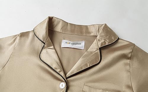 Mud Kingdom Little Girl Satin Silk Pajamas Set Short Sleeve Button Down 2 Piece Summer Loungewear3