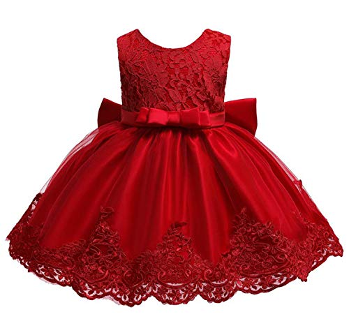 0-6T Toddler Girls Pageant Lace Dresses Baby Birthday Party Embroidery Dress with Headwear2