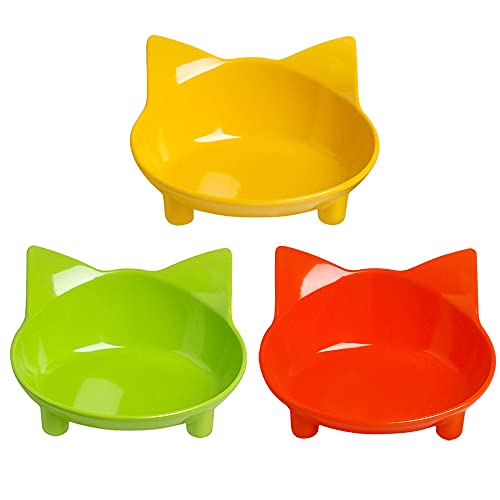 Cat Bowl Cat Food Bowls Non Slip Dog Dish Pet Food Bowls Shallow Cat Water Bowl Cat Feeding Wide Bowls to Stress Relief…