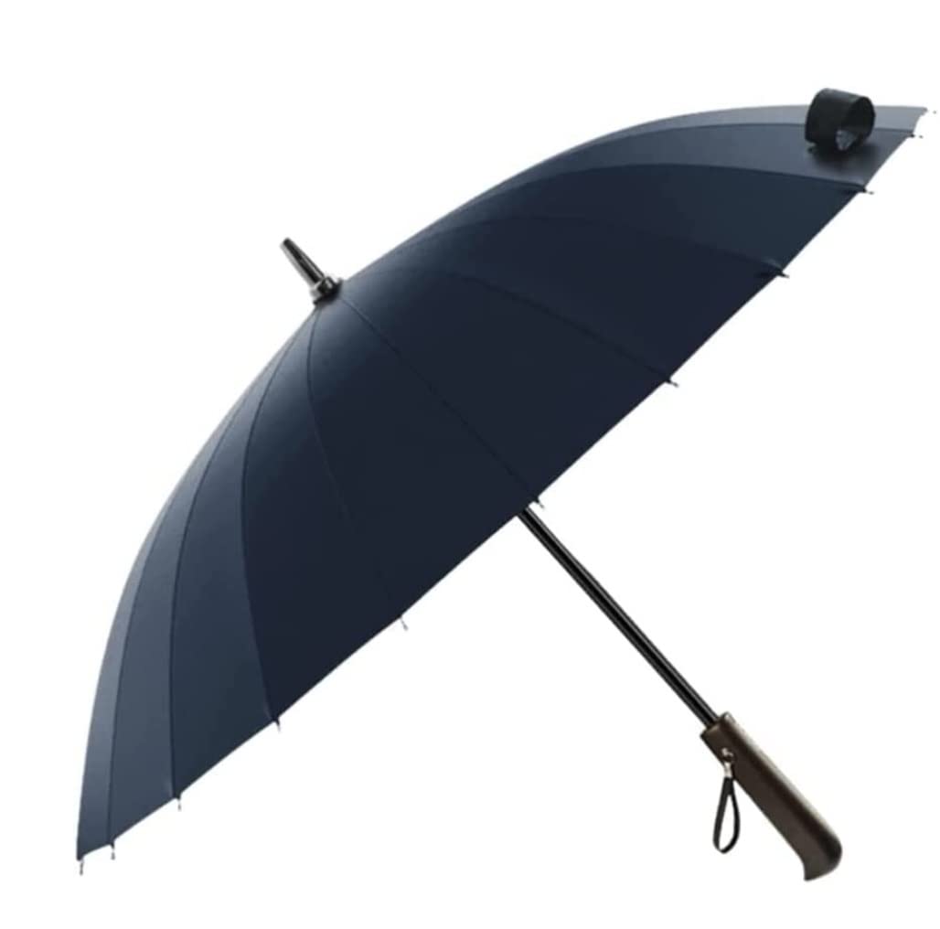 XYNSNDB Ombrello Ombrello da Golf Ombrello da Bastone da Lavoro retrò con Manico in Legno 24 Ossa Ombrello ventilato con baldacchino Antivento (Blu : Schwarz)