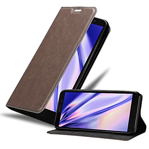 Cadorabo Funda Libro Compatible con Motorola Moto E6 Play en MARRÓN CAFÉ - Cubierta Proteccíon con Cierre Magnético, Tarjetero y Función de Suporte - Etui Case Cover Carcasa