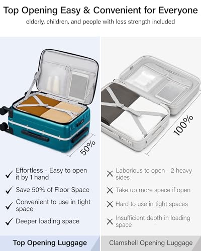 Image of Hanke 16 20 24 26 Inch Carry On Suitcase PC Hardshell Luggage Top Open Aluminum Frame Rolling Suitcases with Wheels Travel Luggage for Womem Men, Caribbean Blue, 24 Inch