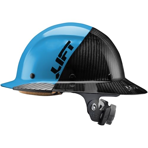 Lift Dax Carbon Fiber Full Brim Hard Hat/Safety Helmet Cyan/Black
