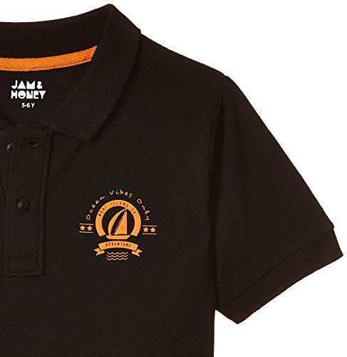 Image of Amazon Brand - Jam & Honey T Shirts for Boys | Regular Fit Solid Print Boys Polo | 100% Cotton Half Sleeves Boys Tshirt