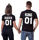 Double Fashion T-Shirt King Queen Pair Set 2 Matching Couple Valentine Birthday Wedding...
