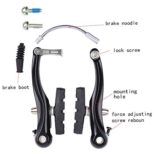 Farbetter Bike Front & Rear Brake Levers, Brakes Cables, V-Brake Caliper Kit, Bicycle Bike V-Brake Set (Black)