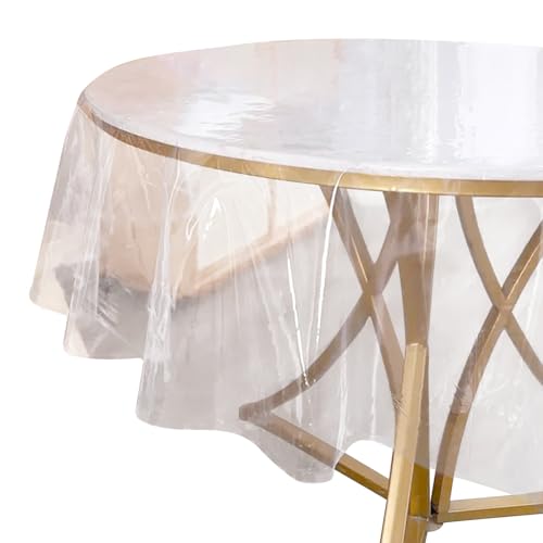Film de protection de table transparent - Rond - En PVC - Pour l'extérieur - Transparent - Rond - 80, 120, 140, 150 cm - Nappe transparente - Ronde -...