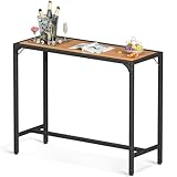 ODK 39 Inch Outdoor Bar Table, Hot Tub Table, Patio Counter Bar Height Table with Weather Resistant Waterproof Top for Garden, Yard, Balcony, Poolside, Indoor (Yellow Teak)