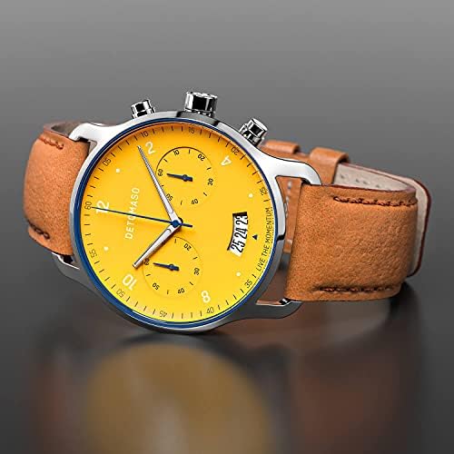 DeTomaso SORPASSO Orologio Uomo Cronografo – Quadrante Rosso, Cinturino Pelle Blu, Cassa Acciaio 316L