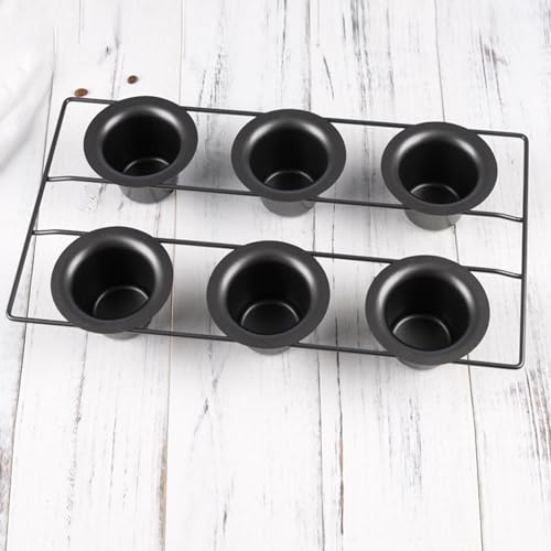 Yokawe Teglia popover a 6 scomparti per cottura al forno, muffin e cupcake, ideale per forno, perfetta per muffin, torte budini e altro ancora, nero - immagine 4