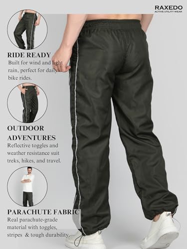 Image of Men's Water-Resistant Parachute Pants | Mens Bottom Wear | Cargo Pants for Men | Korean Pants for Man | Baggy Trackpants | Lightweight Multi-Pocket Utility Fit - Freedom to Move & All-Day Comfort