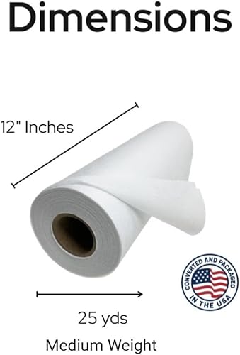 Miniatura 2 de Peso Medio Fusible Blanco No Tejido - Hierro en Interfaz 12" x 25yd para manualidades, acolchado, costura, tapetas, vestidos, collares, puños y