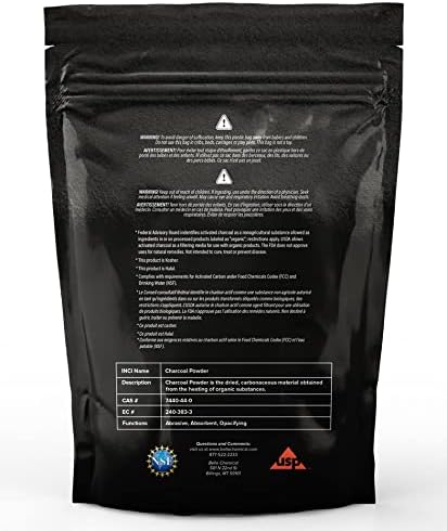 Miniatura 2 de Polvo de carbón activado de coco orgánico (1LB) - Grado alimenticio, Kosher - Blanqueamiento dental, exfoliante facial, fabricación de jabón (1 onza