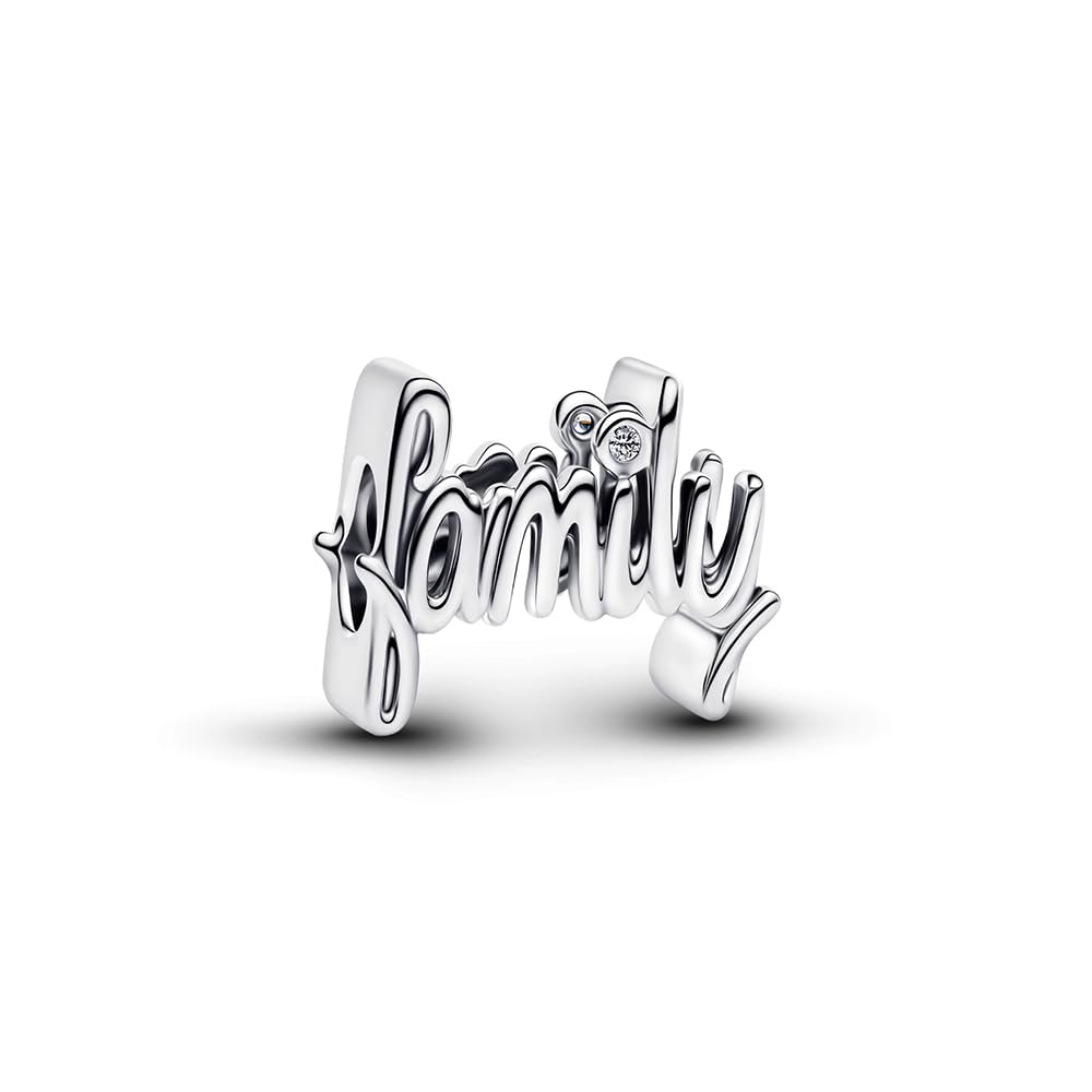Familie, Freundschaft und Liebe Charm Anhänger | 925 Sterlingsilber mit 5A Zirkonia | Passend für europäische Armbänder und Halsketten | Eleganter Schmuck für Damen