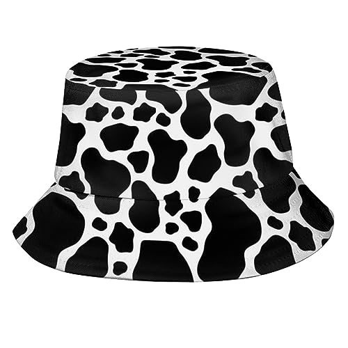Cute Cow Print Sun Hat for Women Men Cute Cow Print Bucket Hat Reversible Summer Travel Beach Fishing Cap & Hat