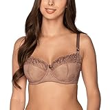 GAIA Dame Halbversteifter BH Netz Stickerei Schalen Träger Schleife 1107 Elena, Braun,80H
