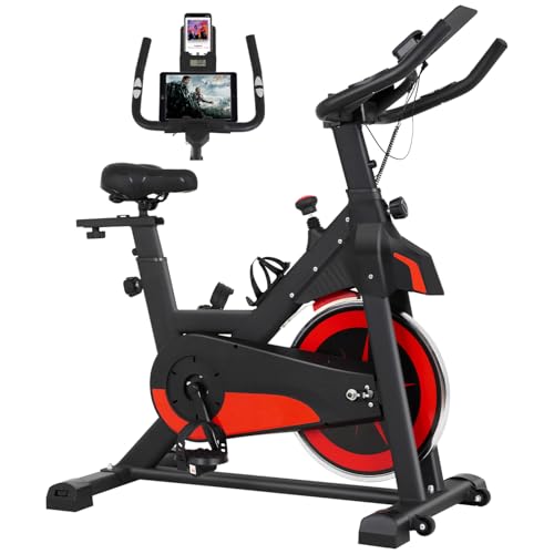 Image of Exercise Bike Indoor Workout Bike Stationary Cycling Bike Fitness Magnetic Resistance Training Bike with Comfortable Seat Cushion LCD Monitor for Home Gym, Black