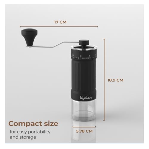 Image of Lifelong Manual Coffee Grinder | Adjustable Ceramic Burr Grinder for Precision Brewing|Fine, Medium & Coarse Grind |Hand Coffee Bean Grinder for Espresso, French Press, Cold Brew & Travel-Friendly Use
