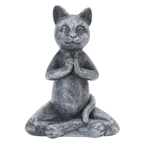 Yoga Cat Meditating Buddha Zen Figurine Art Statue Sculptures Ornament, Handmade Resin Budda Meditation Decorative Sculpture Decoration for Indoor Outdoor Home Patio Yard Lawn Garden Decor