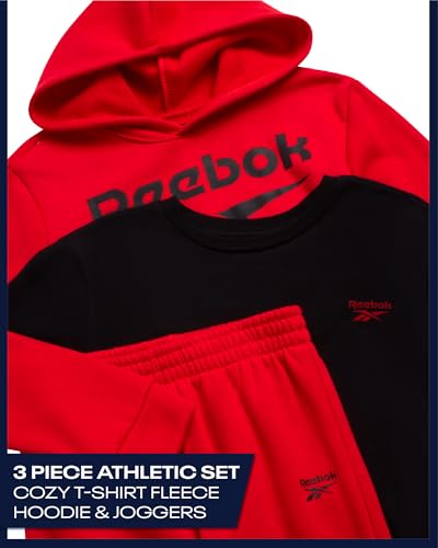 Reebok Boys Sweatsuit Set - 3 Piece Athletic Pullover Hoodies Sweatshirt Jogger Sweatpants & T-Shirt for Boys (8-14)2