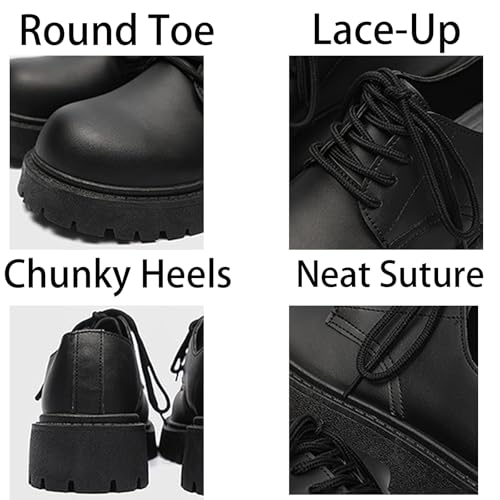 Mens Lace-Up Leather Platform Dress Oxfords Shoes Round Toe Casual Non Slip Derby Shoes for Formal Business Wedding4