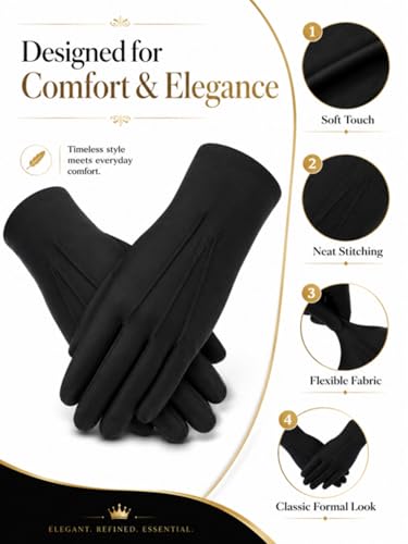 Guantes de uniforme de elastano blancos en pack de 4 pares para disfraces de esmoquin 3
