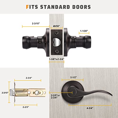 Knobwell L-12061-ORB-PS-10PACK 10 Pack Oil Rubbed Bronze Keyless Interior Door Handle, Classic Passage Door Lever For Hallway And Closet thumb #4