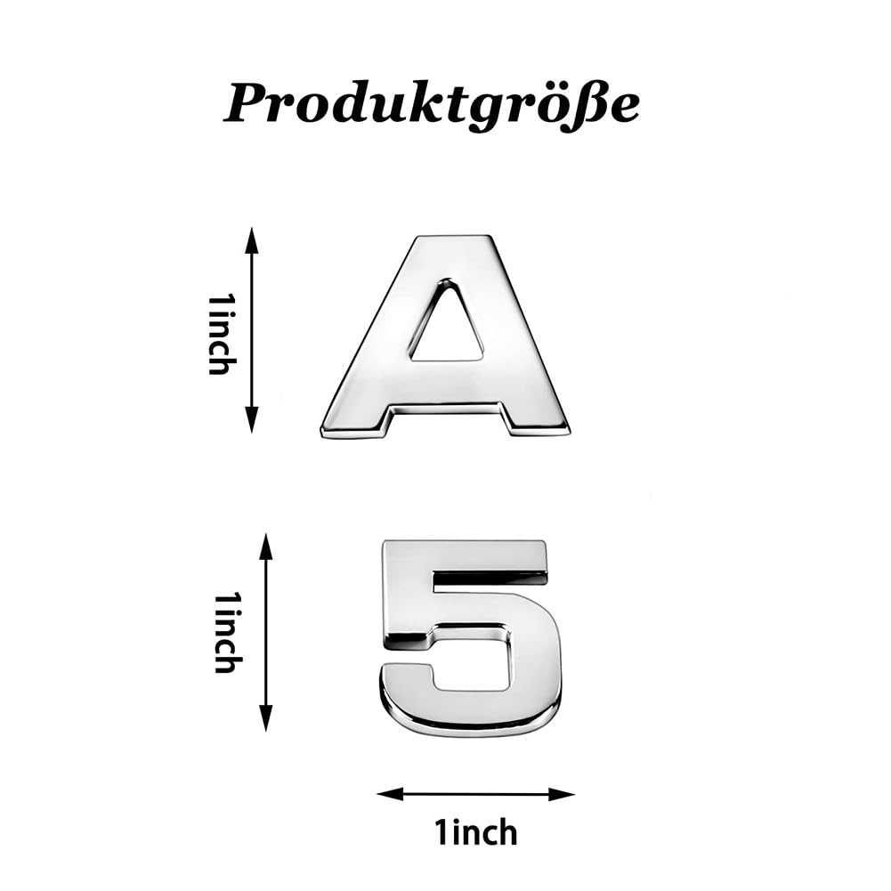 40 Pegatinas 3D DIY Letras de Personalizadas Coche a, 26 Letras Etiquet 10 numeros 4 símbolos, Coche Auto Emblema Carta Insignia Etiqueta, DIY Logo Decoración