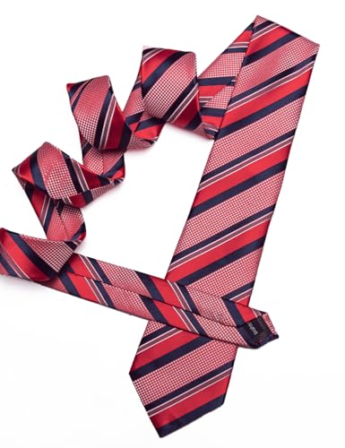 Image of Barry.Wang Mens Tie Set Plaid Check Neckties Formal Business Wedding Luxury Pocket Square Cufflinks