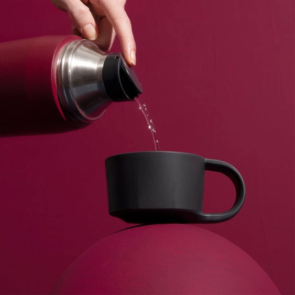 Aladdin CityPark Thermavac Twin Cup Bottle 1.1L Burgundy Red – BPA FREE Stainless Steel Bottle with Built in Twin Cup - Keeps Cold or Hot for 25 Hours - Leakproof - Dishwasher Safe | Thermoskanne, doppelwandige Vakuumisolierung, auslaufsicher, spülmaschin