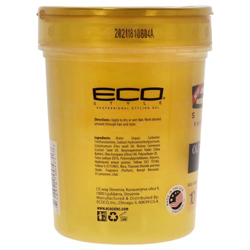 Eco Style Gel - Olive Oil And Shea Butter Black Castor Oil And Flaxseed - Superior Hold And Healthy Shine - Helps Moisturize Scalp - Repairs Damaged Follicles - Promotes Hair Growth - 32 Oz