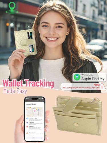 Women's Wallet Built-in Anti-Loss Tracker, RFID Blocking Small Compact Card Holder Wallet for Women Luxury Soft PU Leather Bifold Pocket Wallet Ladies Mini Purse with Zipper Coin Pocket + ID Window2