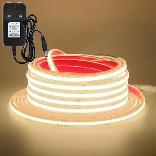 KAFULA 24V COB LED Strip Light 20m Natural White 4000K, Uniform Emission IP68 Waterproof Flexible FCOB LED Fairy Light CRI90+, DIY Bedroom Kitchen Living Room Home Decoration