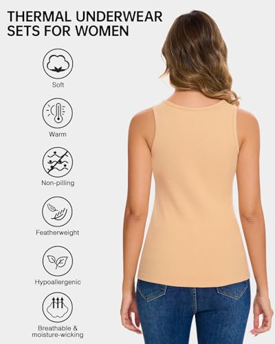 Image of Thermal Underwear Tank Top Fleece Shirt Cami Sleeveless Thermal Top Warm Undershirt Base Layer Women Cold Weather