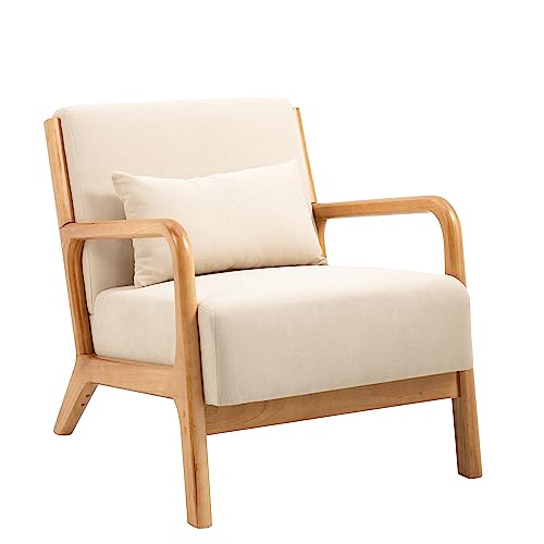 Sillón con cojín beige tapizado de tela miniatura 5