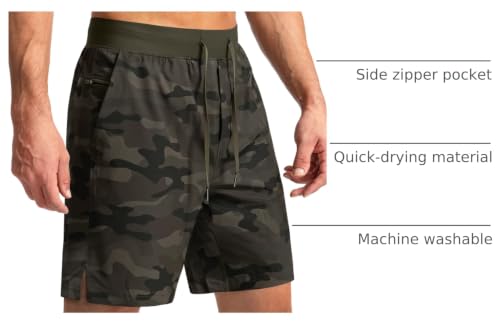 Image of Soothfeel Men's Running Shorts with Zipper Pockets 9 inch / 7 inch / 5 inch Quick Dry Eight Basketball Gym Workout Athletic Shorts