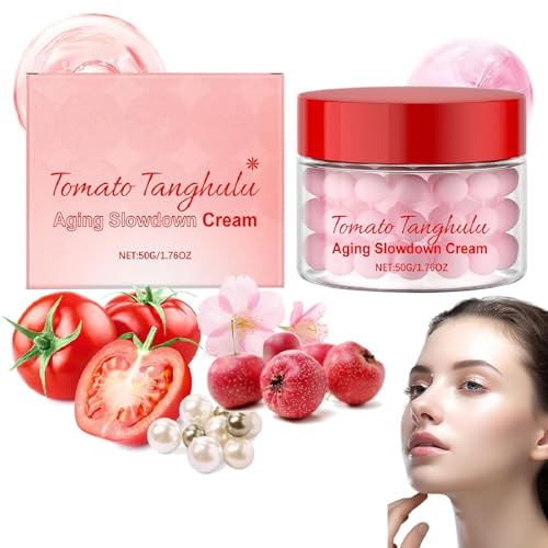 Crema hidratante facial de cápsulas de tomate, crema hidratante facial de tomate, crema de cápsulas revitalizadora de la piel para apagada y seca, fórmula iluminadora para piel sensible (1pcs)