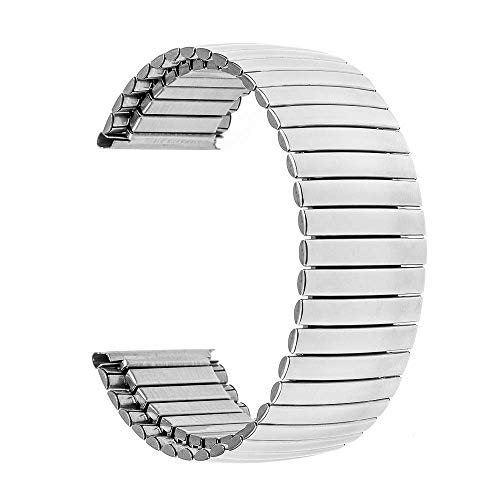 YITAIYUAN Uhrenarmbänder, Armband aus elastischem Edelstahl 16 mm 18 mm 20 mm 22 mm 24 mm Ersatz-Uhrenarmband Universal Link Armband Silber # D34